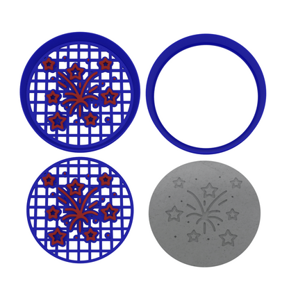 4th of July Cookie Cutter 3-Piece Set | 2-Piece Cutters | USA Outline, American Flag, and Fireworks