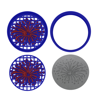 4th of July Cookie Cutter 5-Piece Set | 2-Piece Cutters | USA Outline, Statue of Liberty, American Flag, Fireworks, Bottle Rocket - Set 1