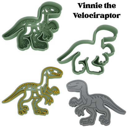 Dinosaur Cookie Cutters – 6 Piece Set | T-Rex, Triceratops, Velociraptor, Brachiosaurus, & More | 2-Piece Outline + Detail