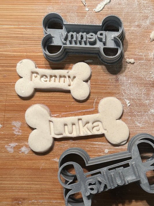 CUSTOM Dog Name Bone Cookie Cutter - Personalized Pet Treat Baking Tool