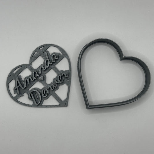 Custom Heart-Shaped Cookie Cutter with Names - Personalized Wedding Favor - Next Day Shipping