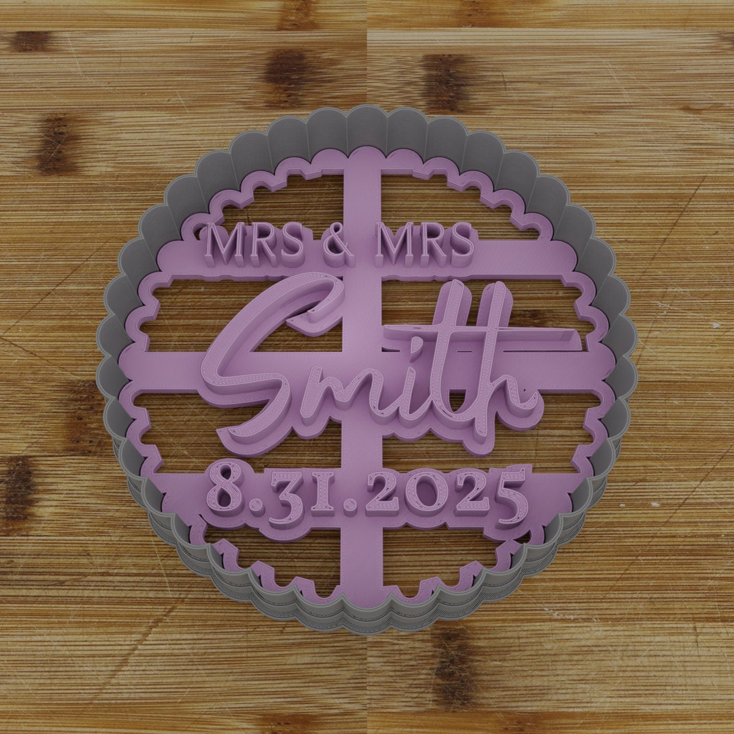 MRS and MRS Custom Cookie Cutter with Names and Date | Wedding | Anniversary