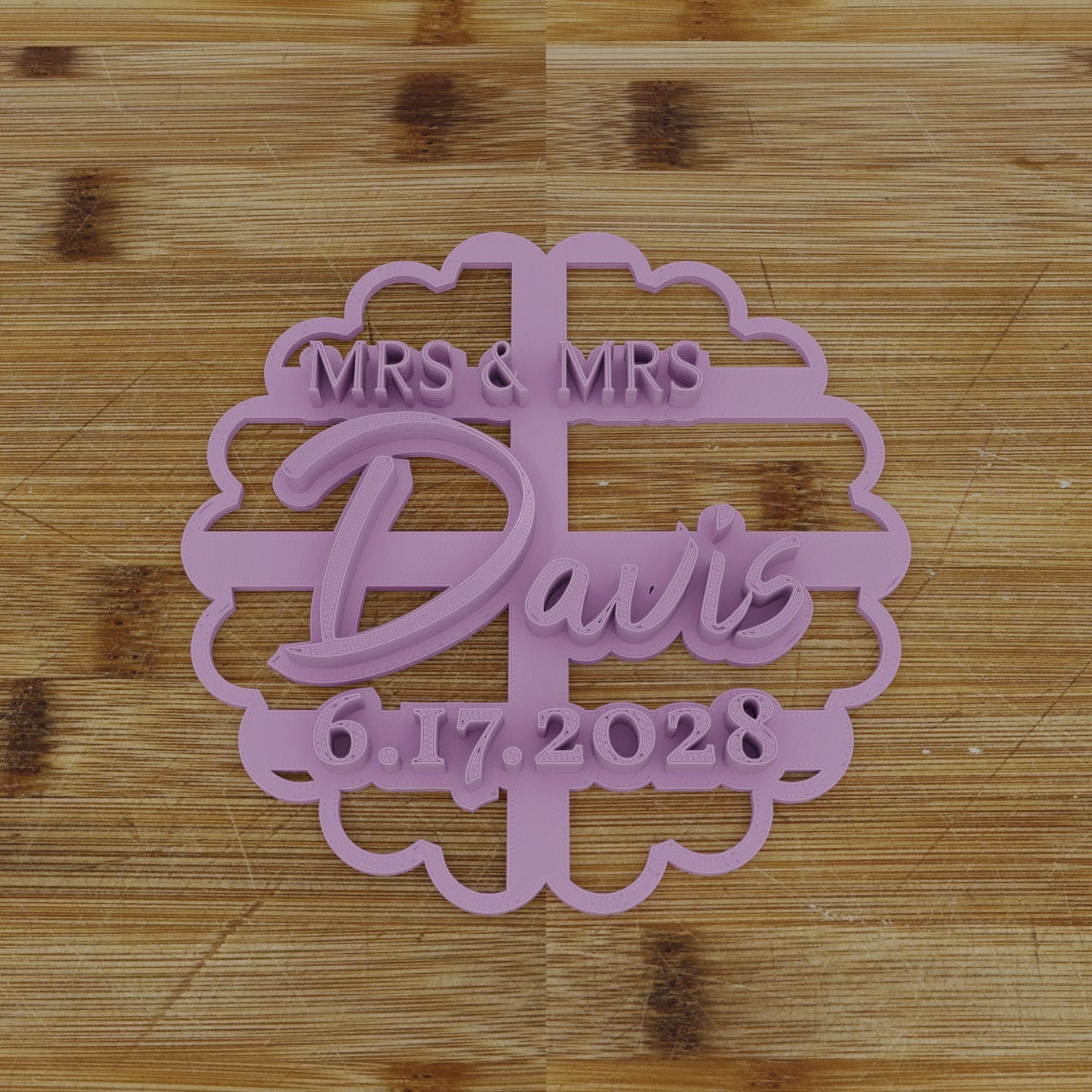 MRS and MRS Custom Cookie Cutter with Names and Date | Wedding | Anniversary