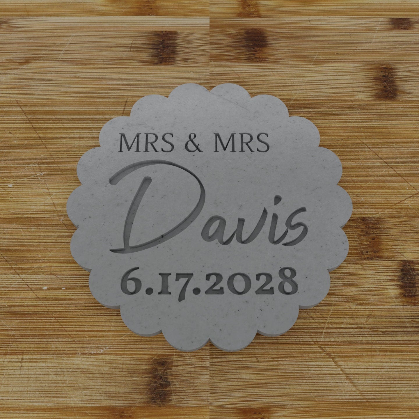 MRS and MRS Custom Cookie Cutter with Names and Date | Wedding | Anniversary