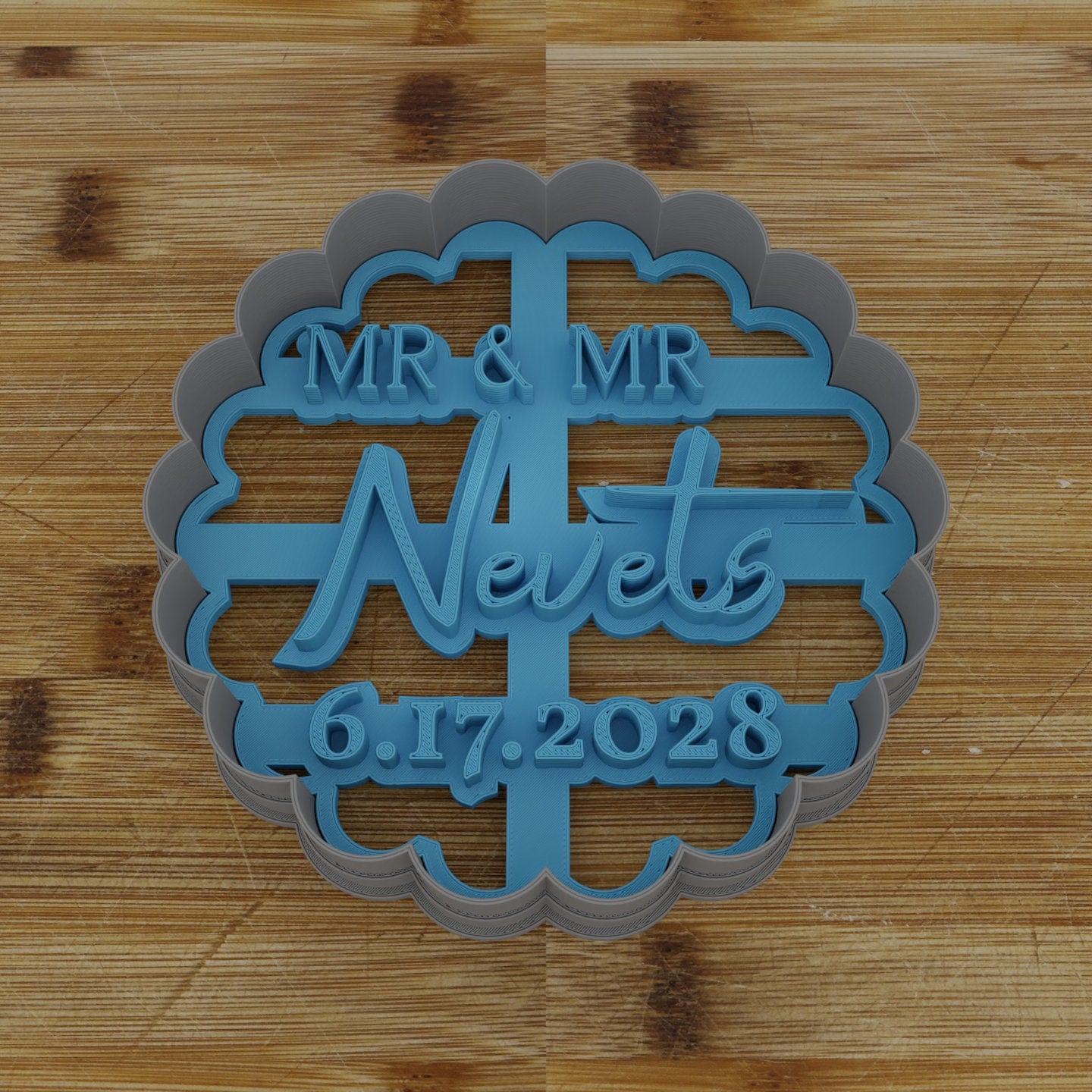 MR and MR Custom Cookie Cutter with Names and Date | Wedding | Anniversary