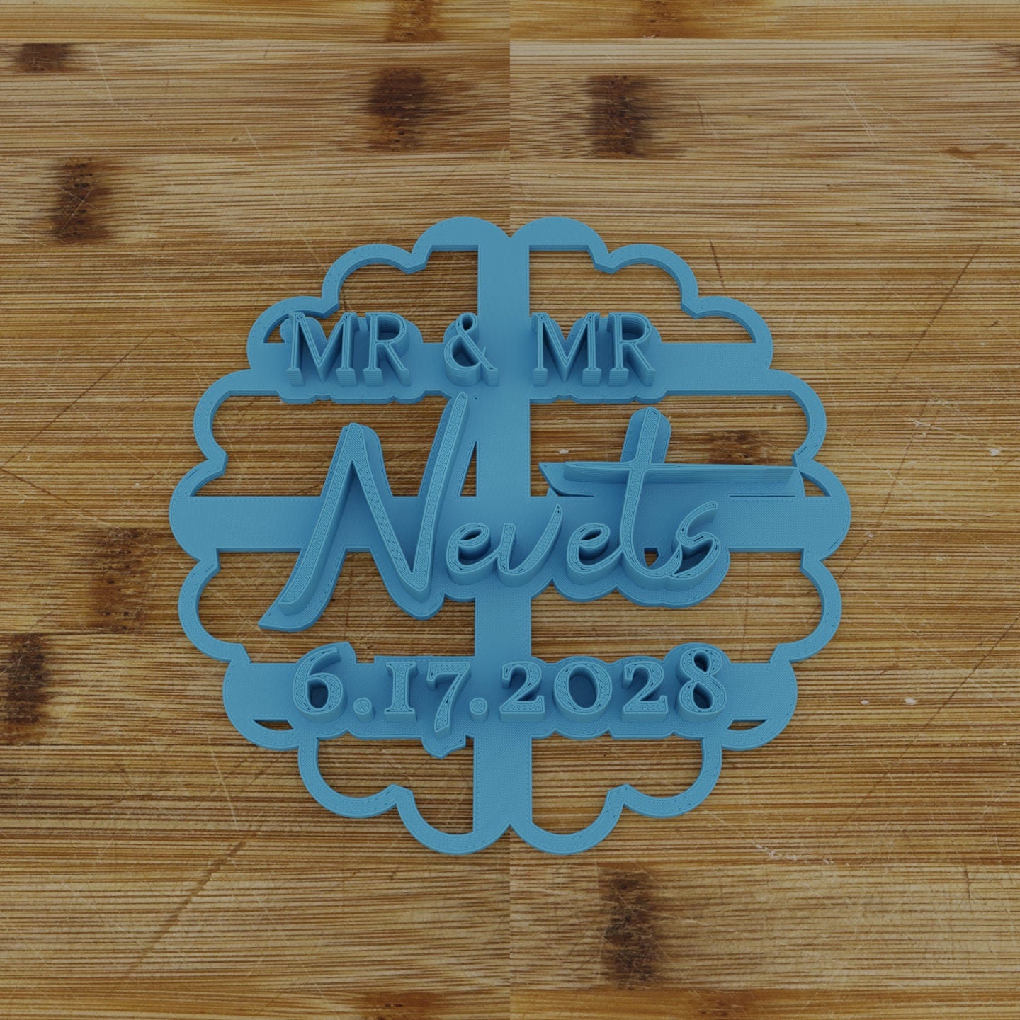 MR and MR Custom Cookie Cutter with Names and Date | Wedding | Anniversary