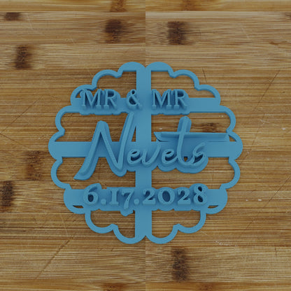 MR and MR Custom Cookie Cutter with Names and Date | Wedding | Anniversary