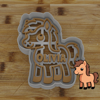 Personalizable 2pc. Horse Cookie Cutter | Pony Cookie Cutter | Equestrian Party Favor
