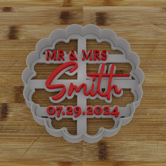 MR and MRS Custom Cookie Cutter with Names and Date | Wedding | Anniversary