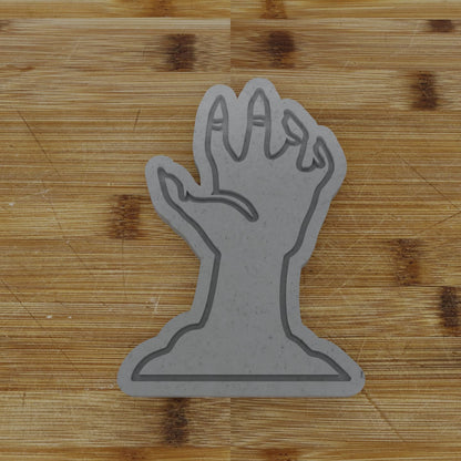 2 pc. Reaching Hand Halloween Cookie Cutter and Embosser | Creepy Hand Cookie Cutter and Embosser