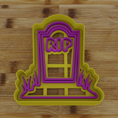 2 pc. RIP Tombstone Halloween Cookie Cutter and Embosser | Rest in Peace Tombstone Cookie Cutter and Embosser