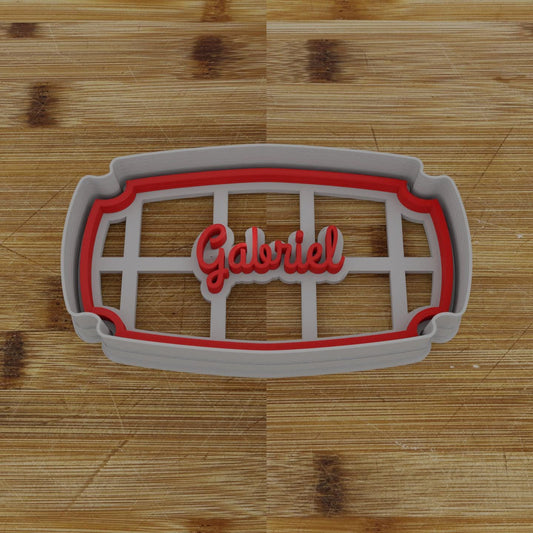 Rectangular Plaque with Cutouts Cookie Cutter | Personalization Available | Custom Embosser