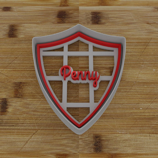 Narrow Shield Badge Cookie Cutter | Personalization Available | Custom Embosser