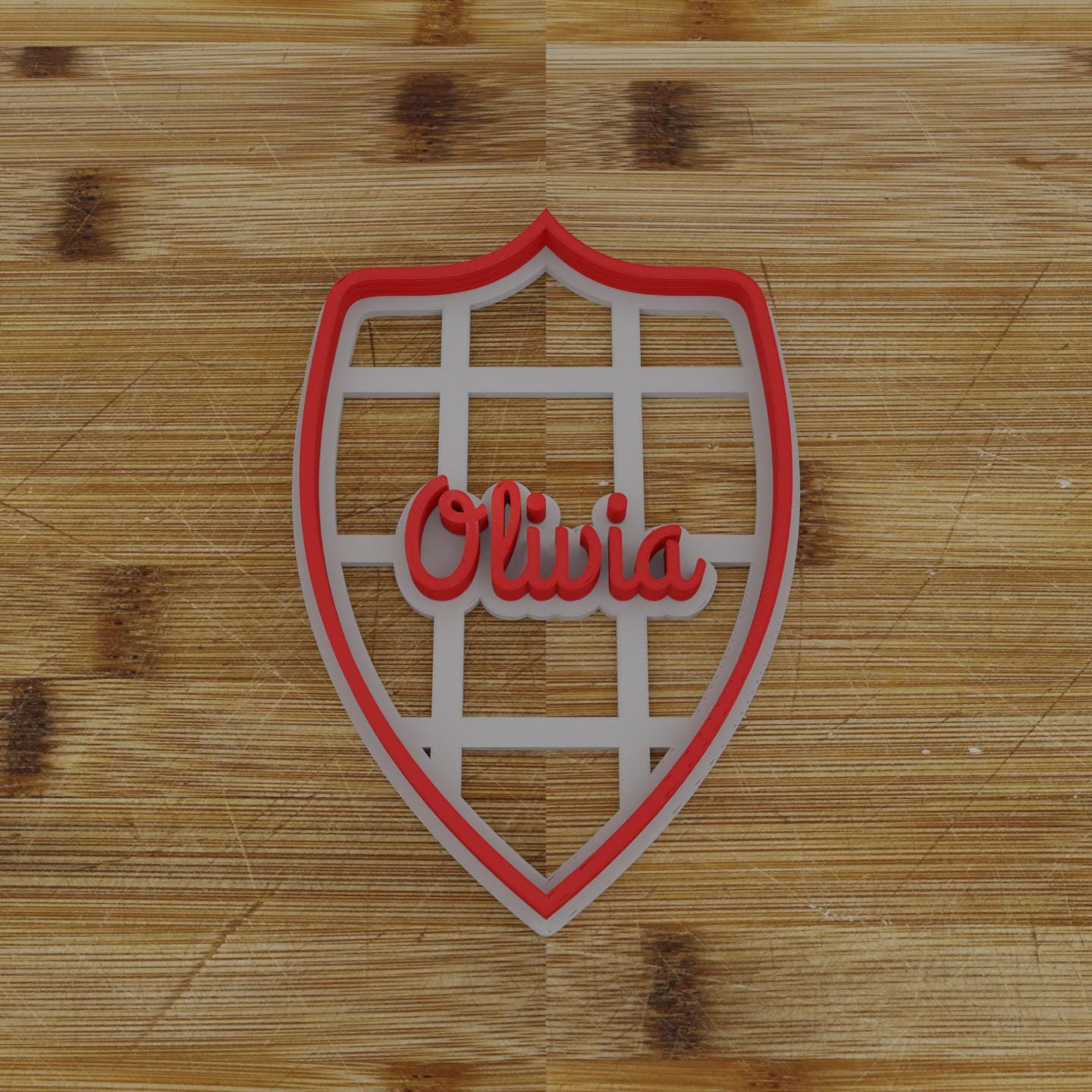 Simple Shield Label Cookie Cutter | Personalization Available | Custom Embosser