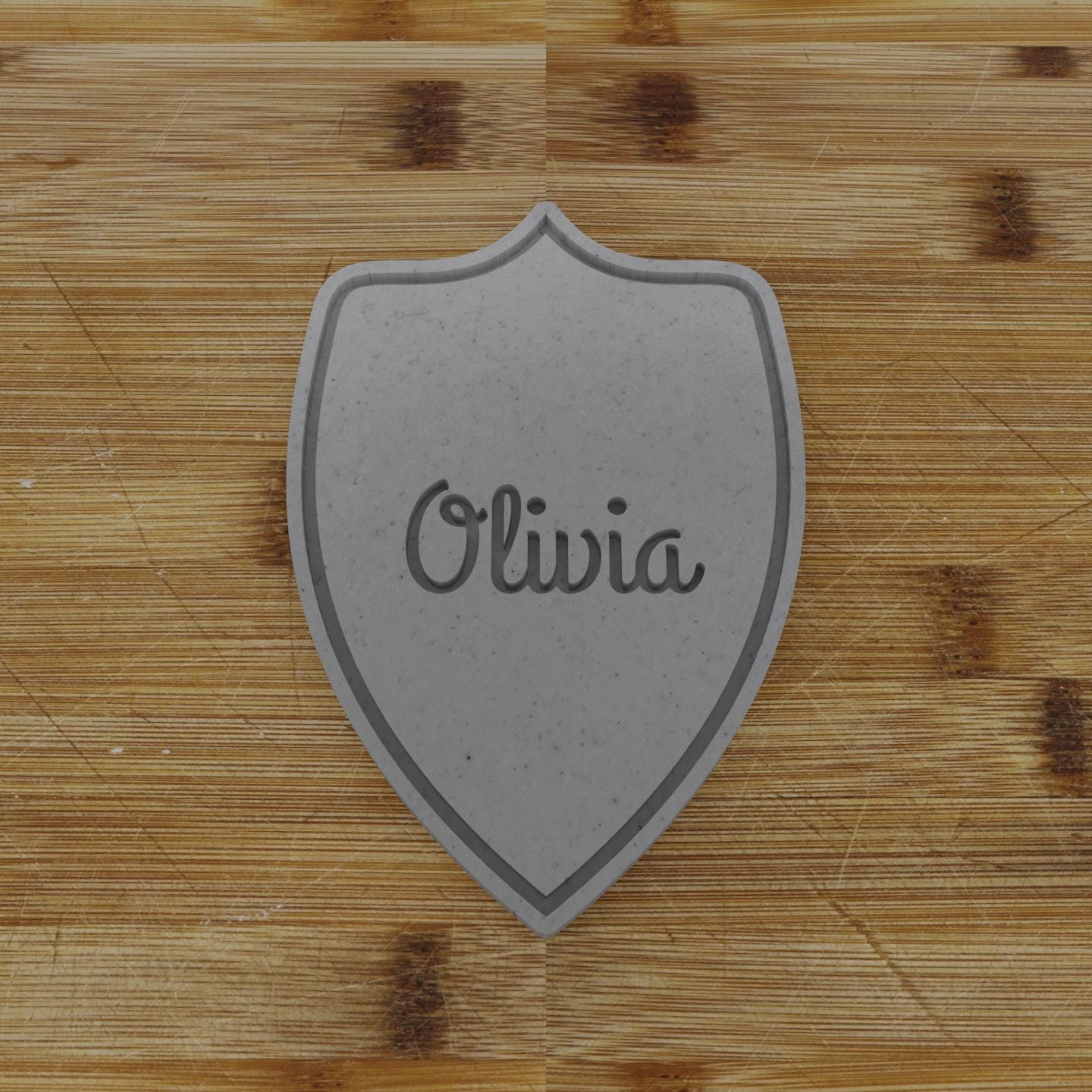 Simple Shield Label Cookie Cutter | Personalization Available | Custom Embosser