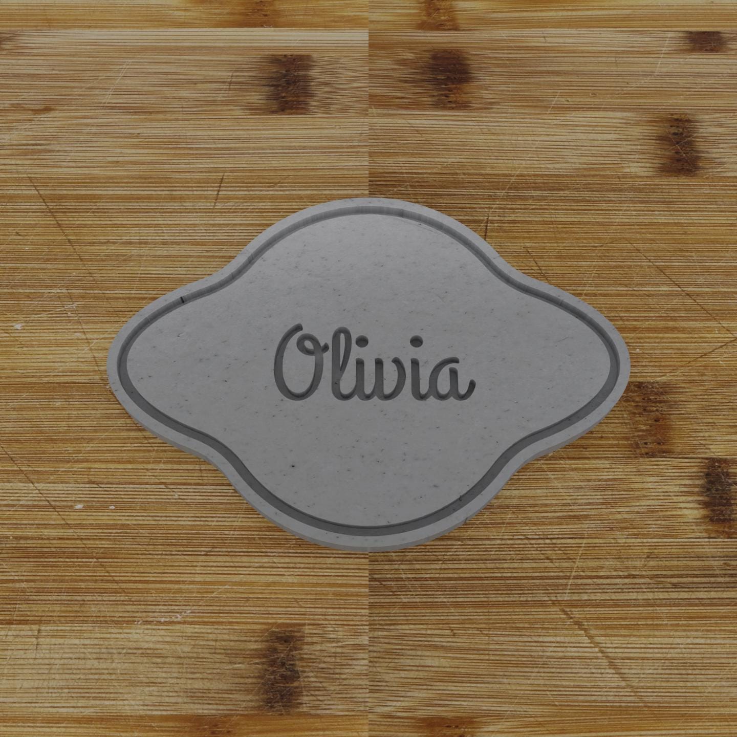 Round Label with Ribbon Cookie Cutter | Personalization Available | Custom Embosser