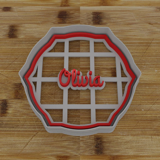 Ornate Shield Label Cookie Cutter | Personalization Available | Custom Embosser