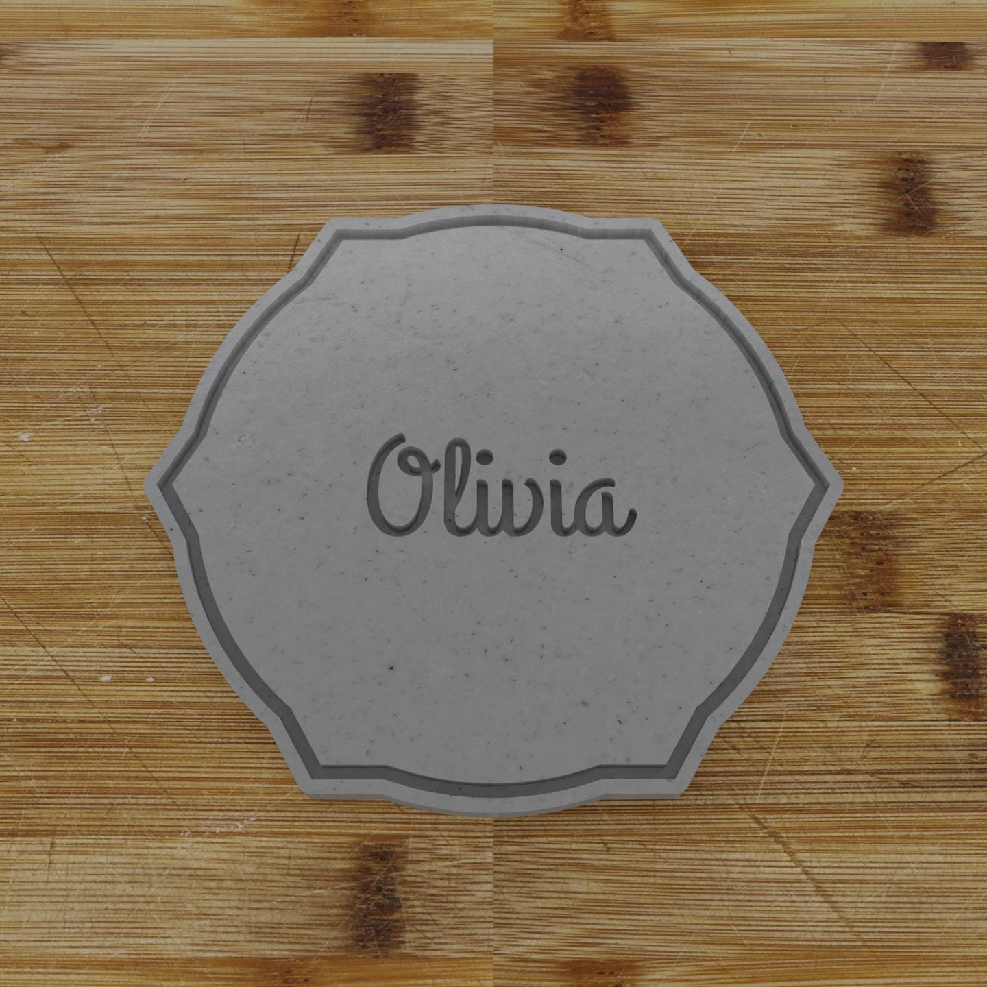 Ornate Shield Label Cookie Cutter | Personalization Available | Custom Embosser