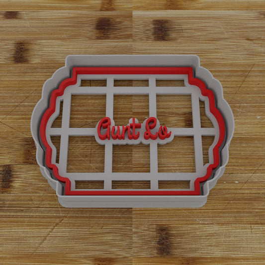 Round Label with Ribbon Cookie Cutter | Personalization Available | Custom Embosser