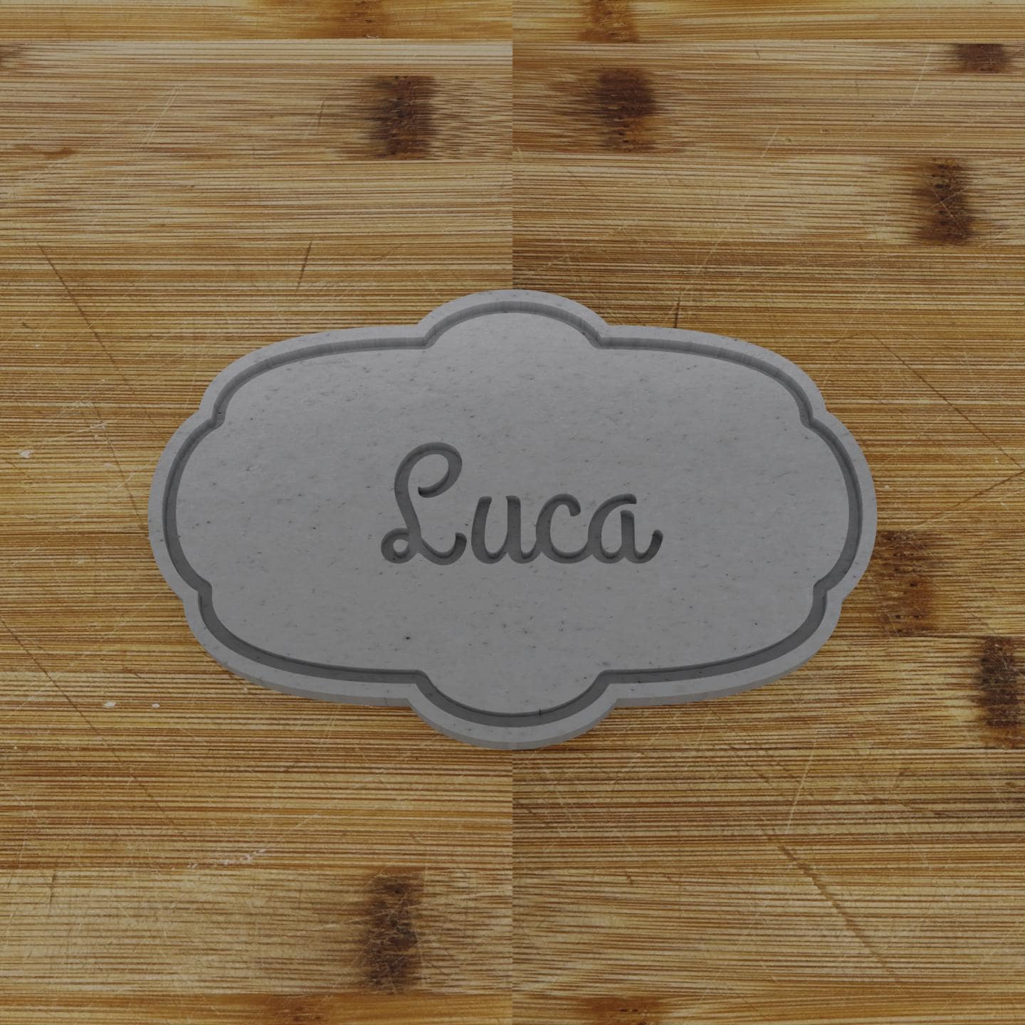 Wide Shield Label Cookie Cutter | Personalization Available | Custom Embosser