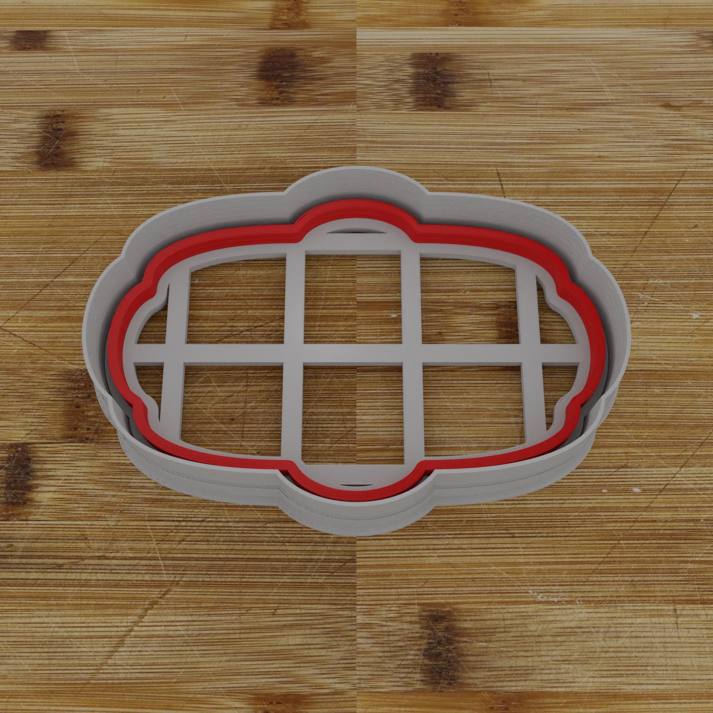 Wide Shield Label Cookie Cutter | Personalization Available | Custom Embosser