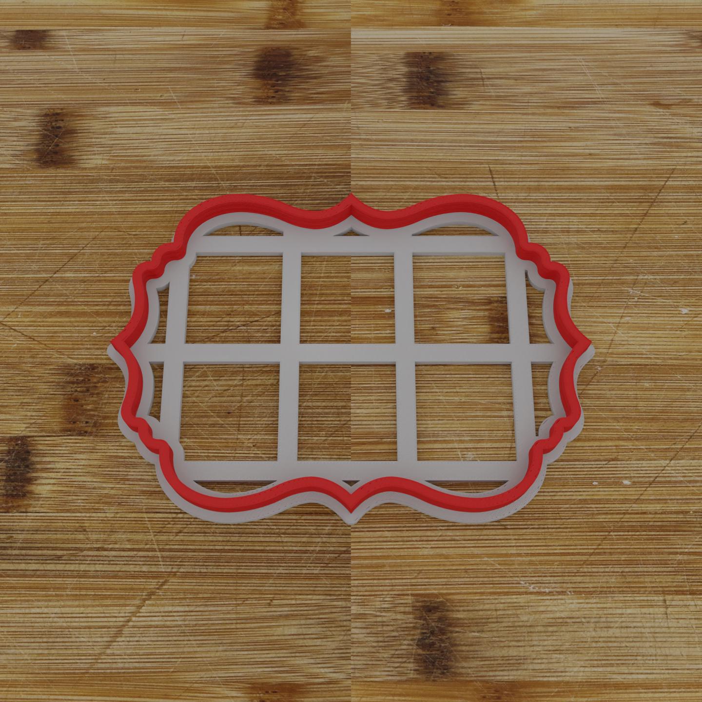 Ornate Shield Label Cookie Cutter | Personalization Available | Custom Embosser