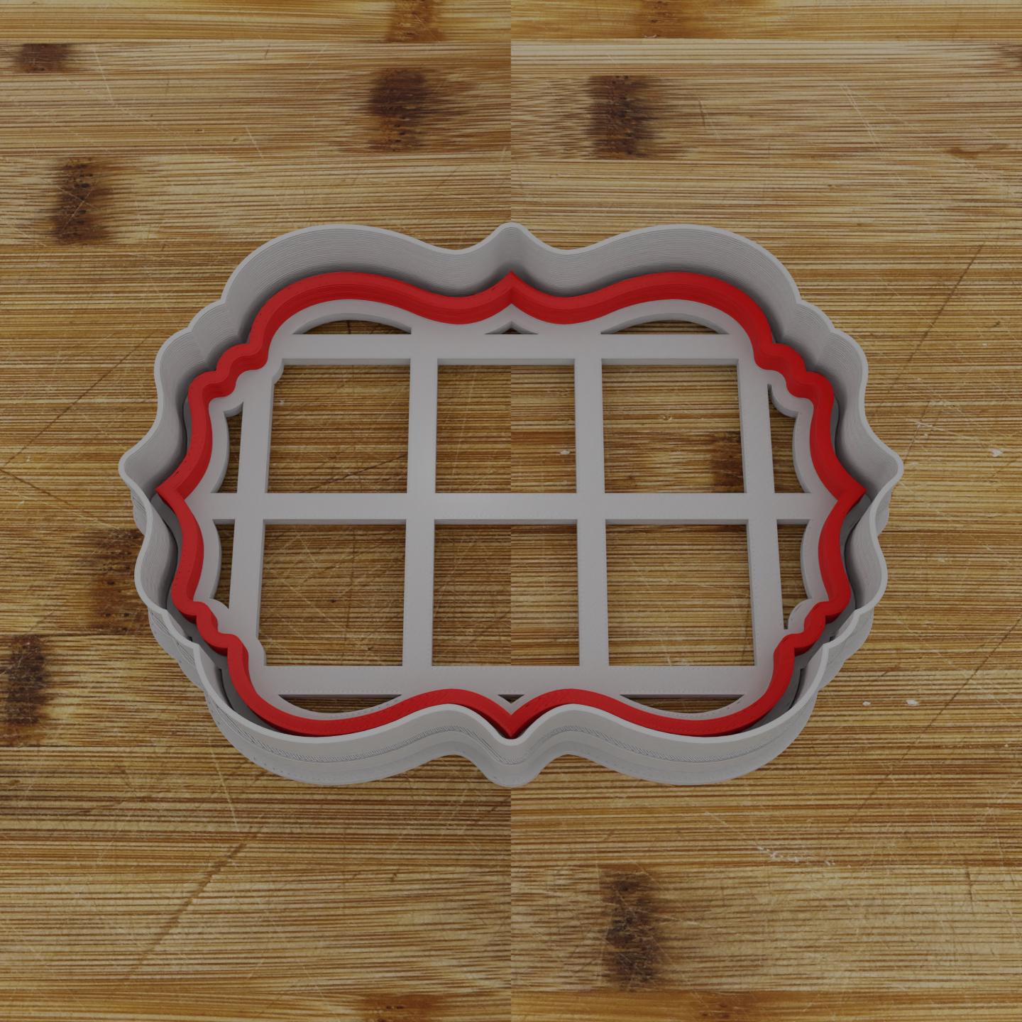 Ornate Shield Label Cookie Cutter | Personalization Available | Custom Embosser