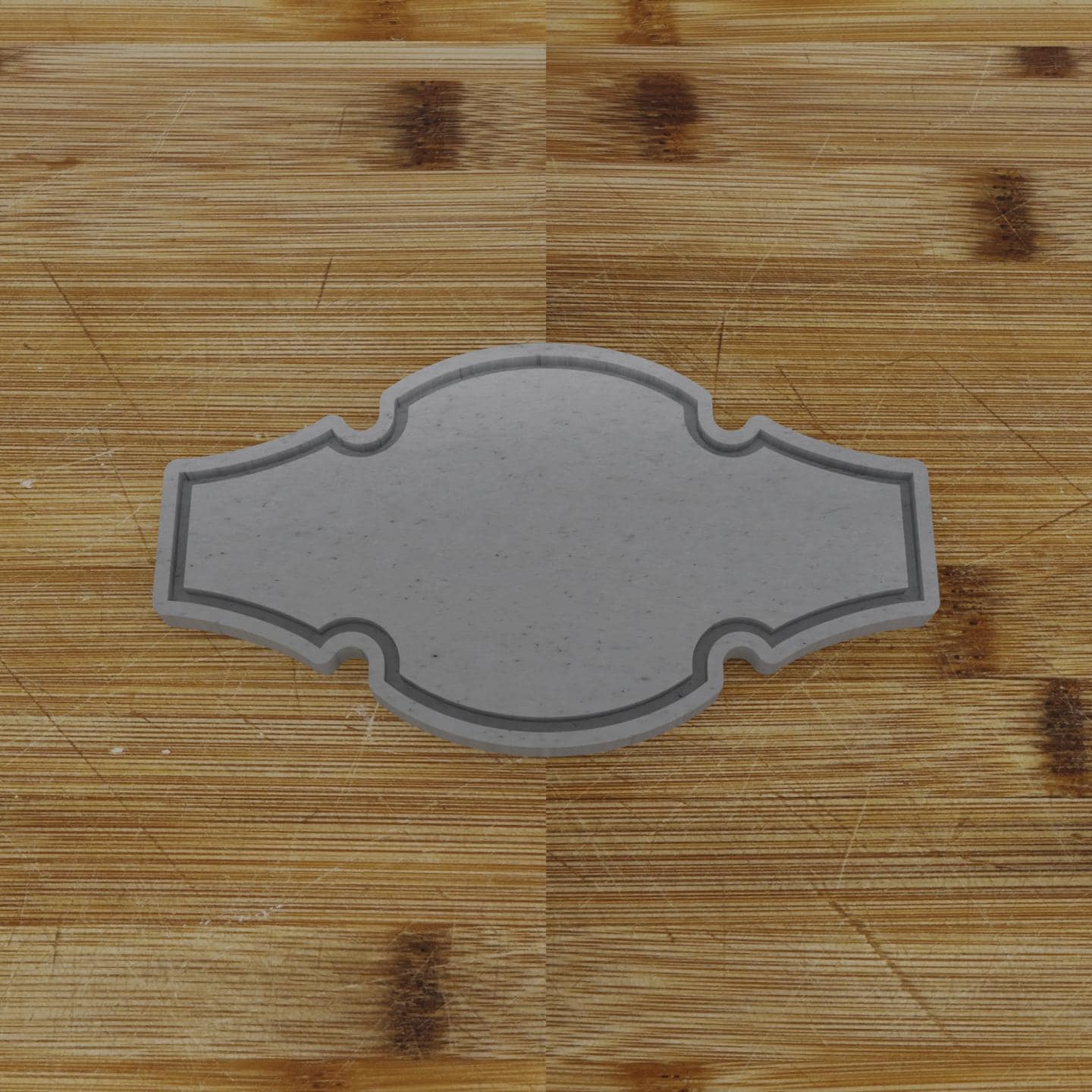 Ornate Shield Label Cookie Cutter | Personalization Available | Custom Embosser