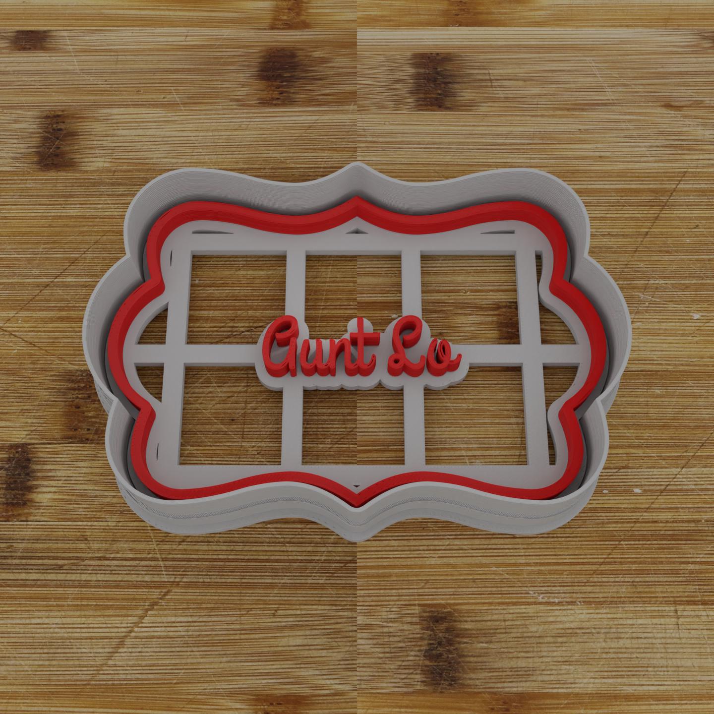 Wide Shield Label Cookie Cutter | Personalization Available | Custom Embosser