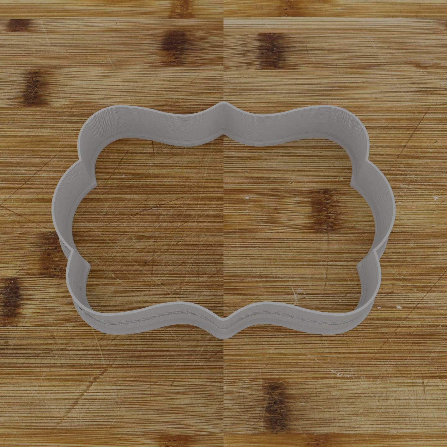 Wide Shield Label Cookie Cutter | Personalization Available | Custom Embosser