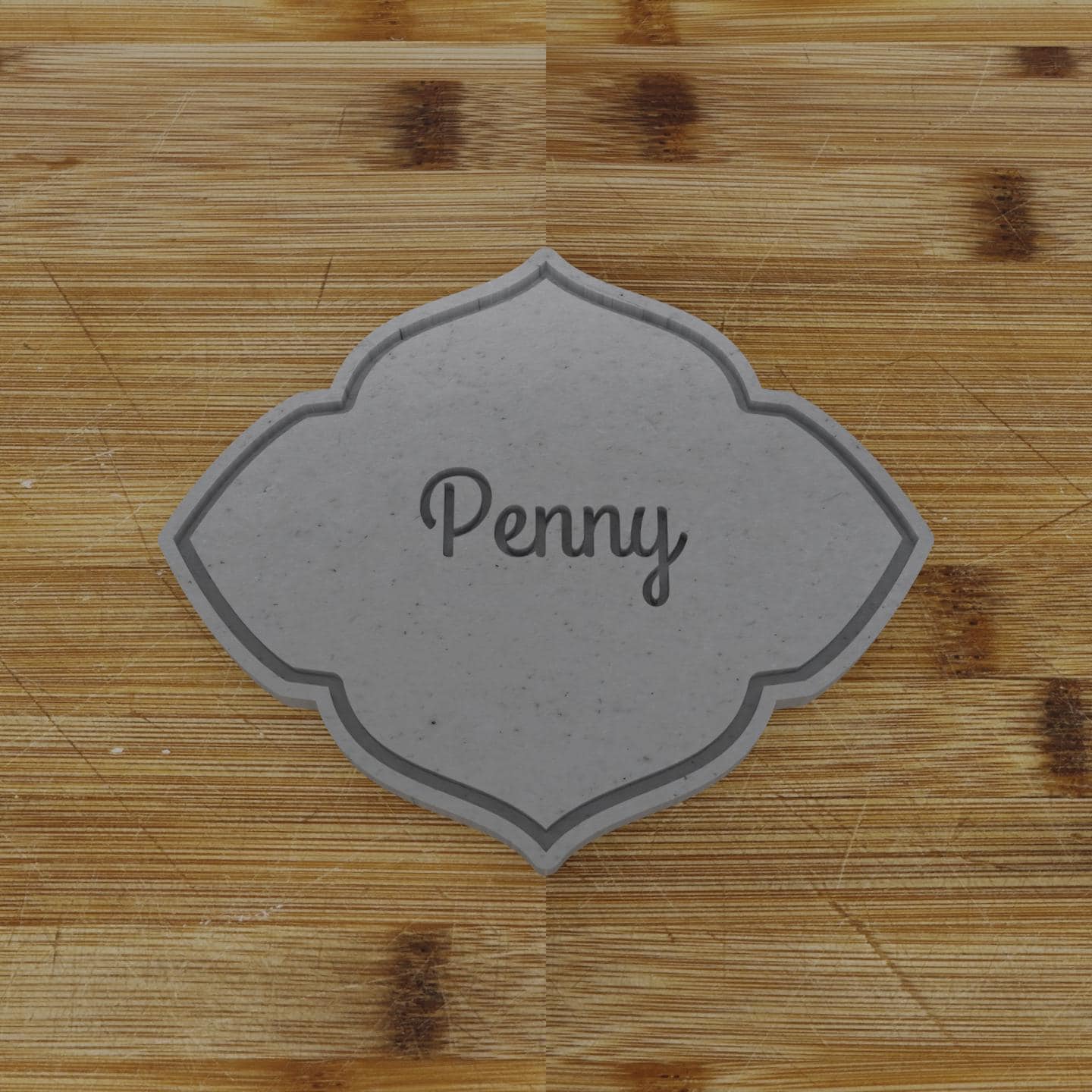 Ornate Shield Label Cookie Cutter | Personalization Available | Custom Embosser