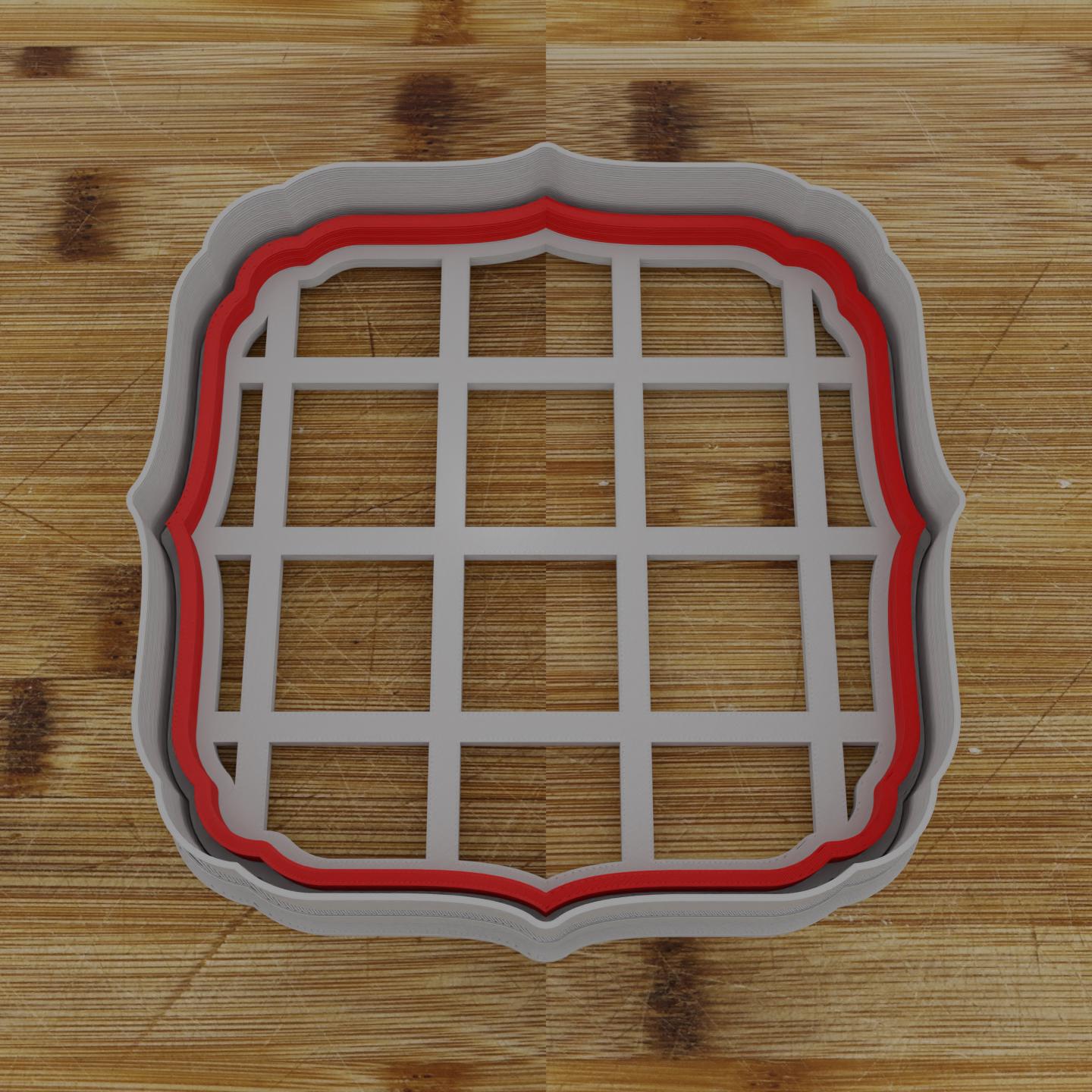 Ornate Shield Label Cookie Cutter | Personalization Available | Custom Embosser