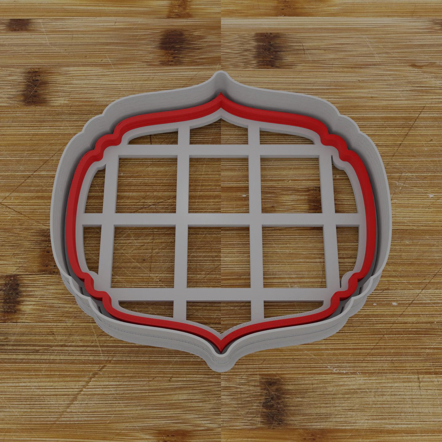 Wide Shield Label Cookie Cutter | Personalization Available | Custom Embosser