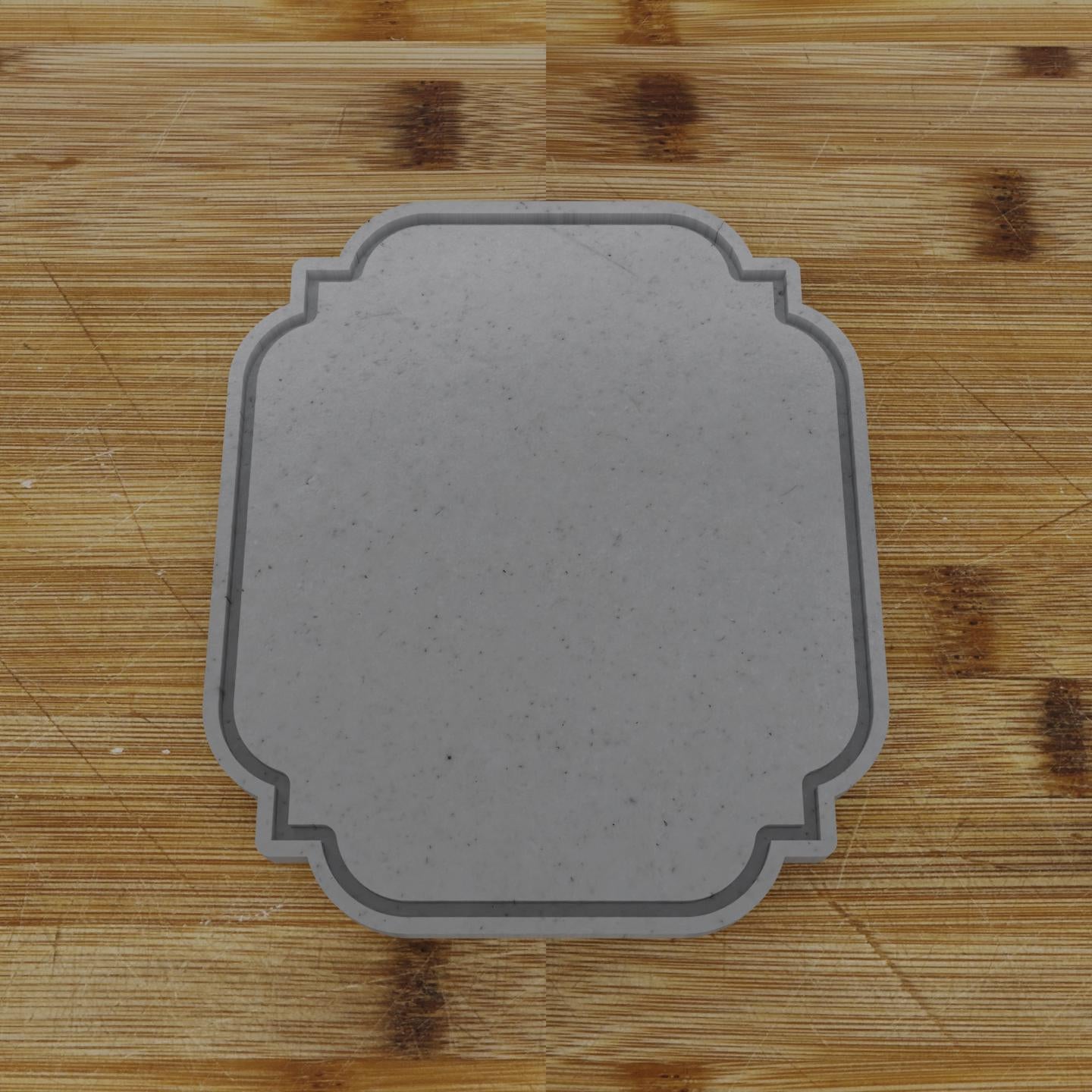 Ornate Shield Label Cookie Cutter | Personalization Available | Custom Embosser