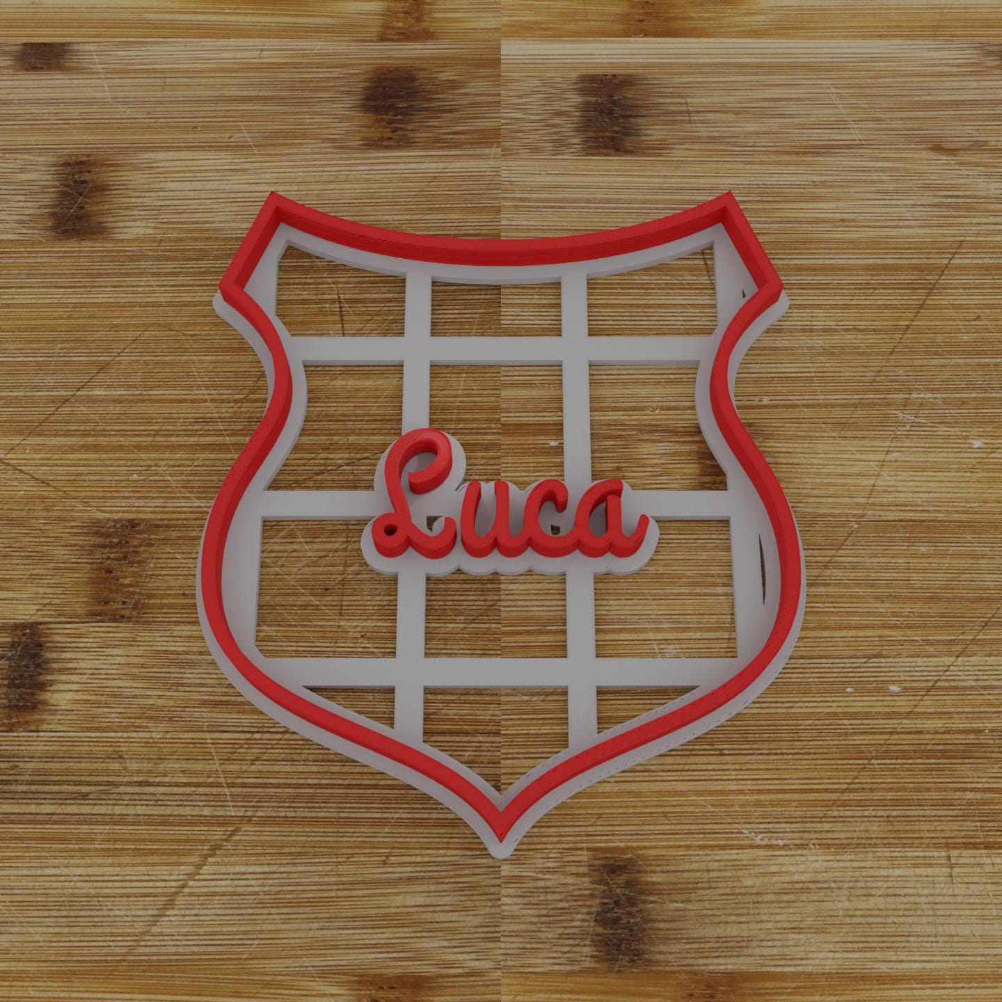 Wide Shield Label Cookie Cutter | Personalization Available | Custom Embosser