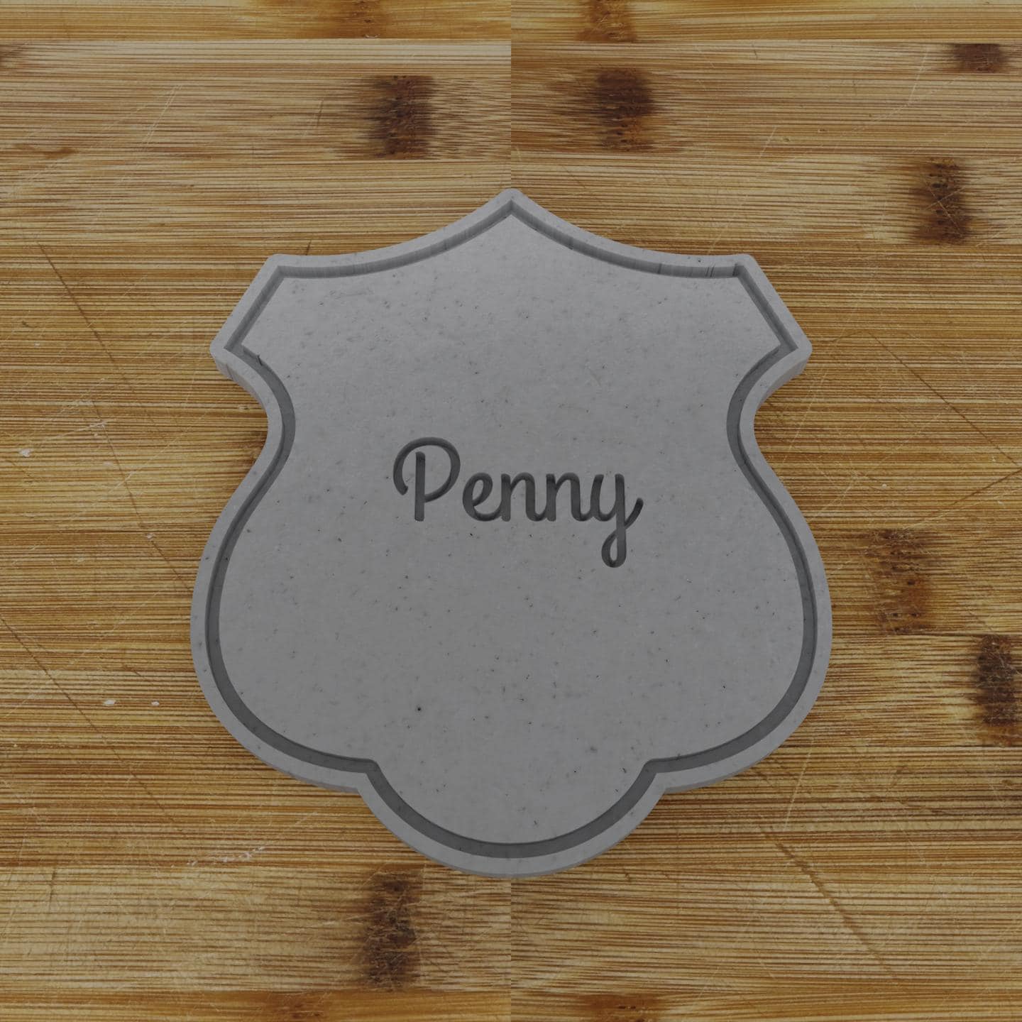 Wide Shield Label Cookie Cutter | Personalization Available | Custom Embosser