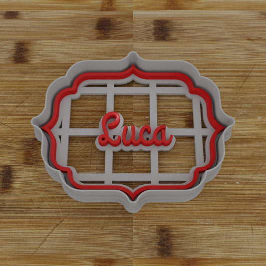 Round Label with Ribbon Cookie Cutter | Personalization Available | Custom Embosser