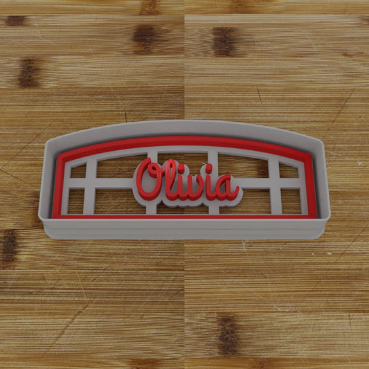 Wide Shield Label Cookie Cutter | Personalization Available | Custom Embosser