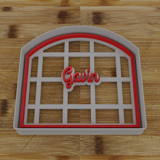 Wide Shield Label Cookie Cutter | Personalization Available | Custom Embosser