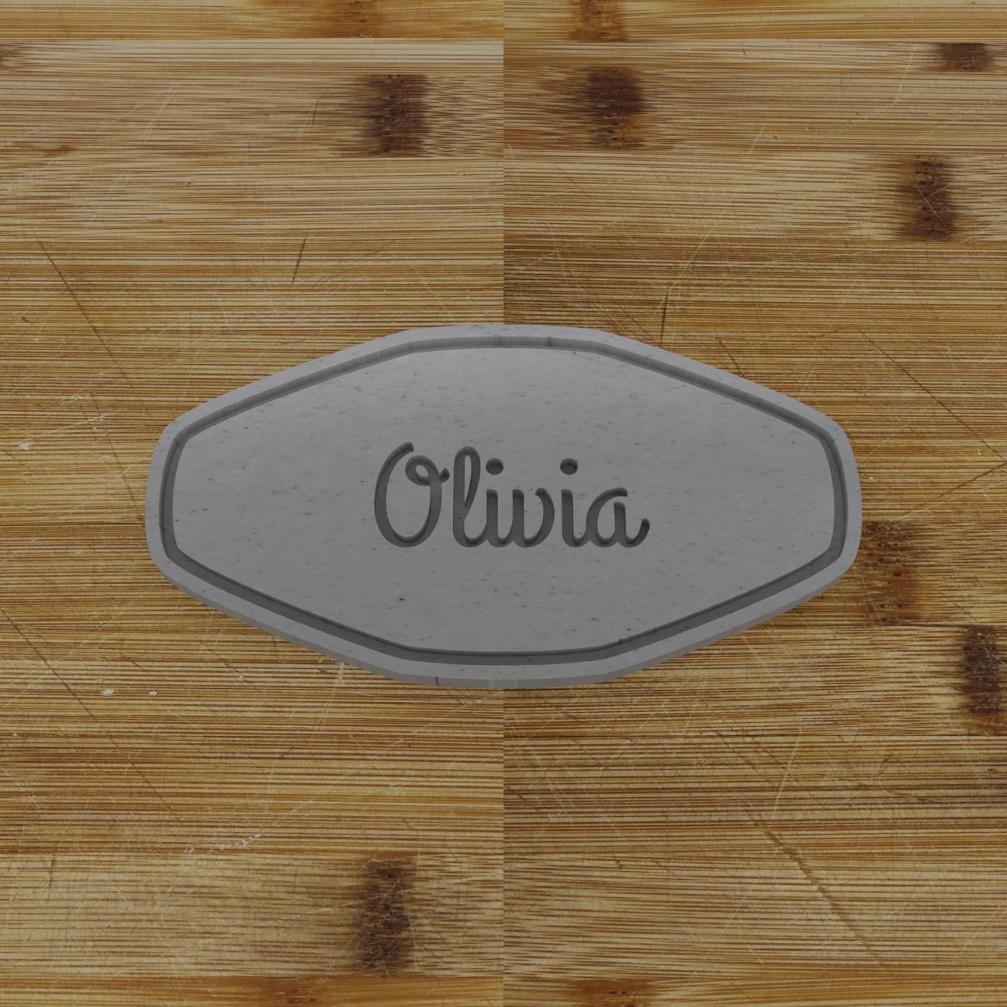 Ornate Shield Label Cookie Cutter | Personalization Available | Custom Embosser