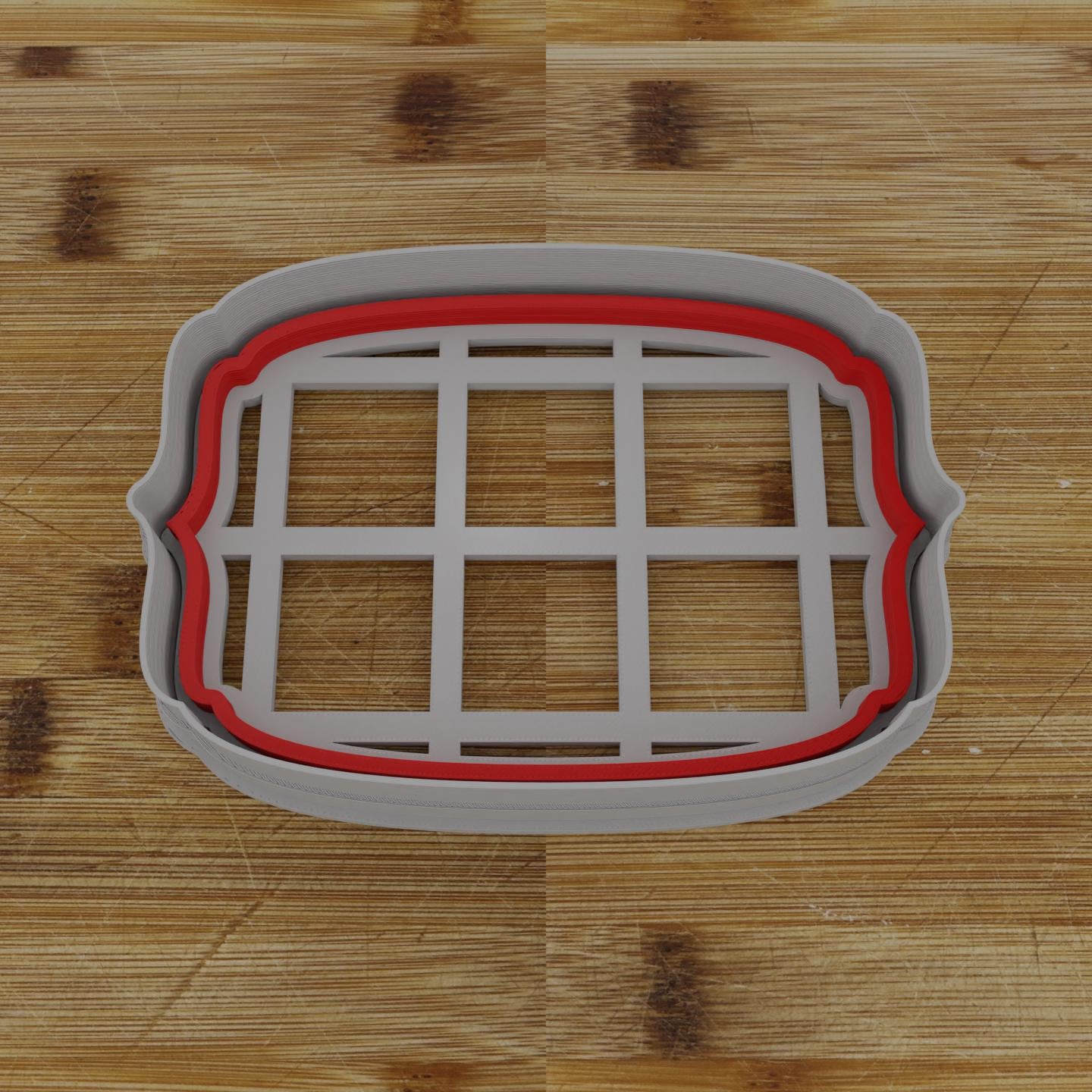 Ornate Shield Label Cookie Cutter | Personalization Available | Custom Embosser