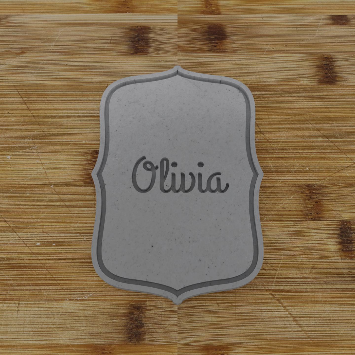 Round Label with Ribbon Cookie Cutter | Personalization Available | Custom Embosser