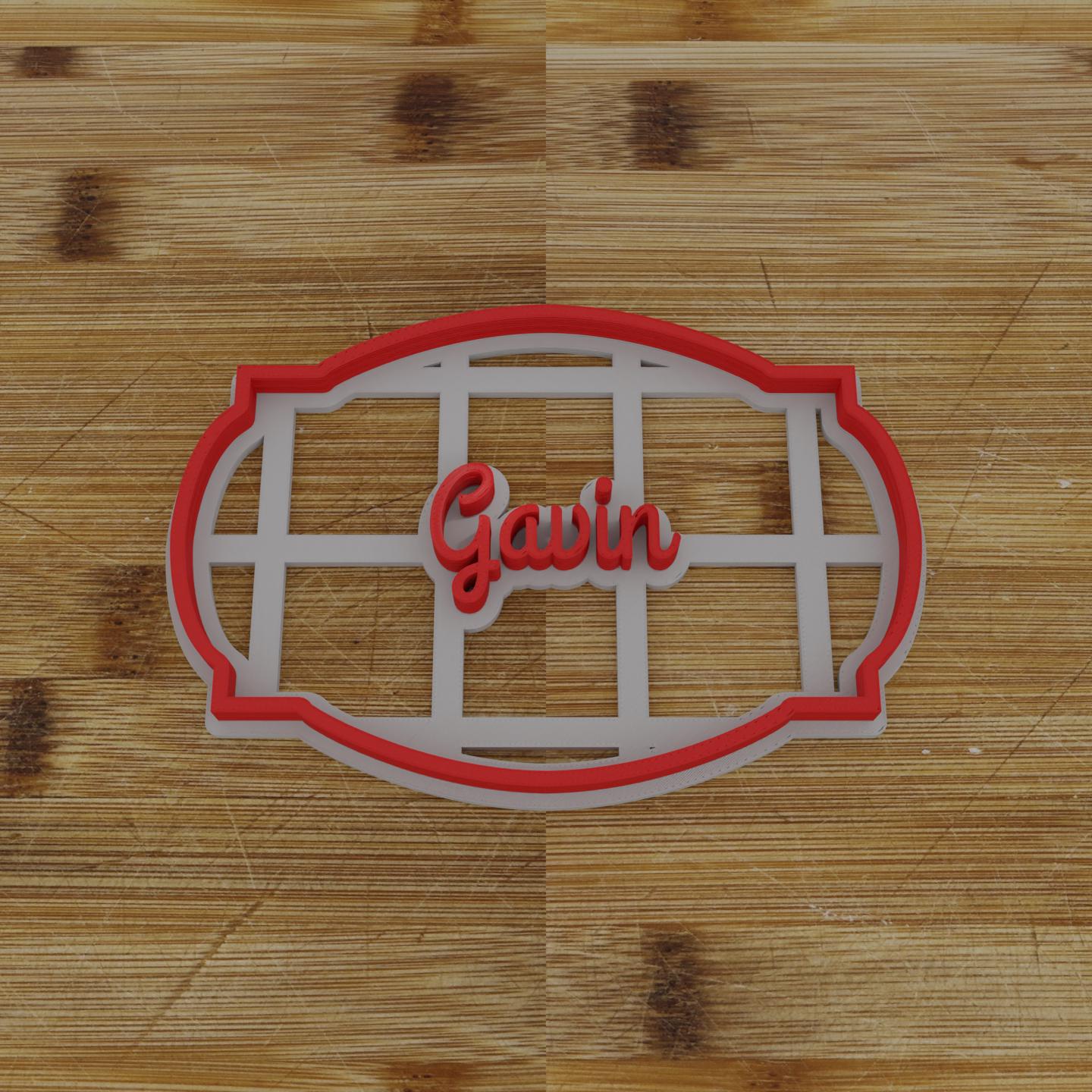 Wide Shield Label Cookie Cutter | Personalization Available | Custom Embosser