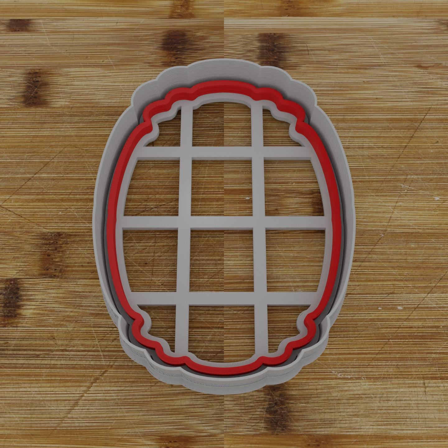 Ornate Shield Label Cookie Cutter | Personalization Available | Custom Embosser