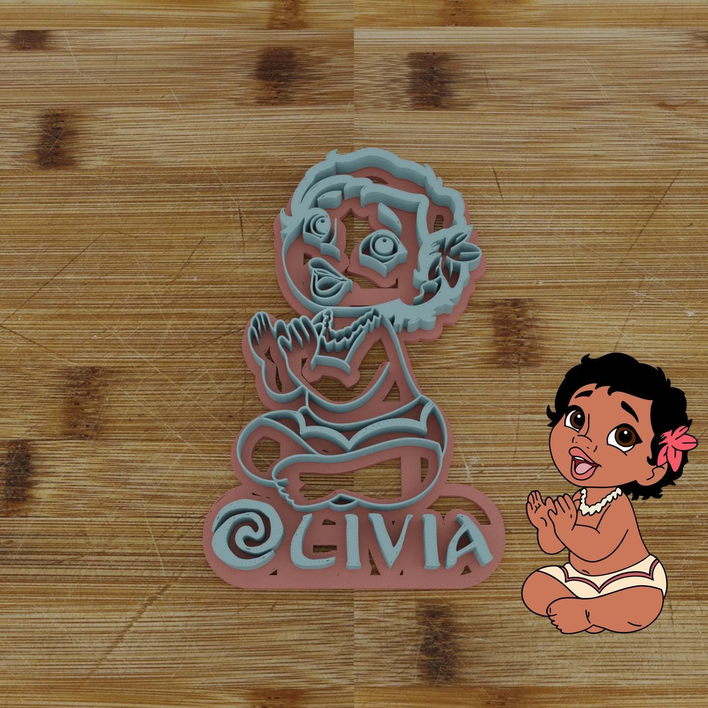 Baby Hawaiian Girl Customizable Cookie Cutter & Stamp | Custom Cookie Embosser | Personalized Cookie Cutter