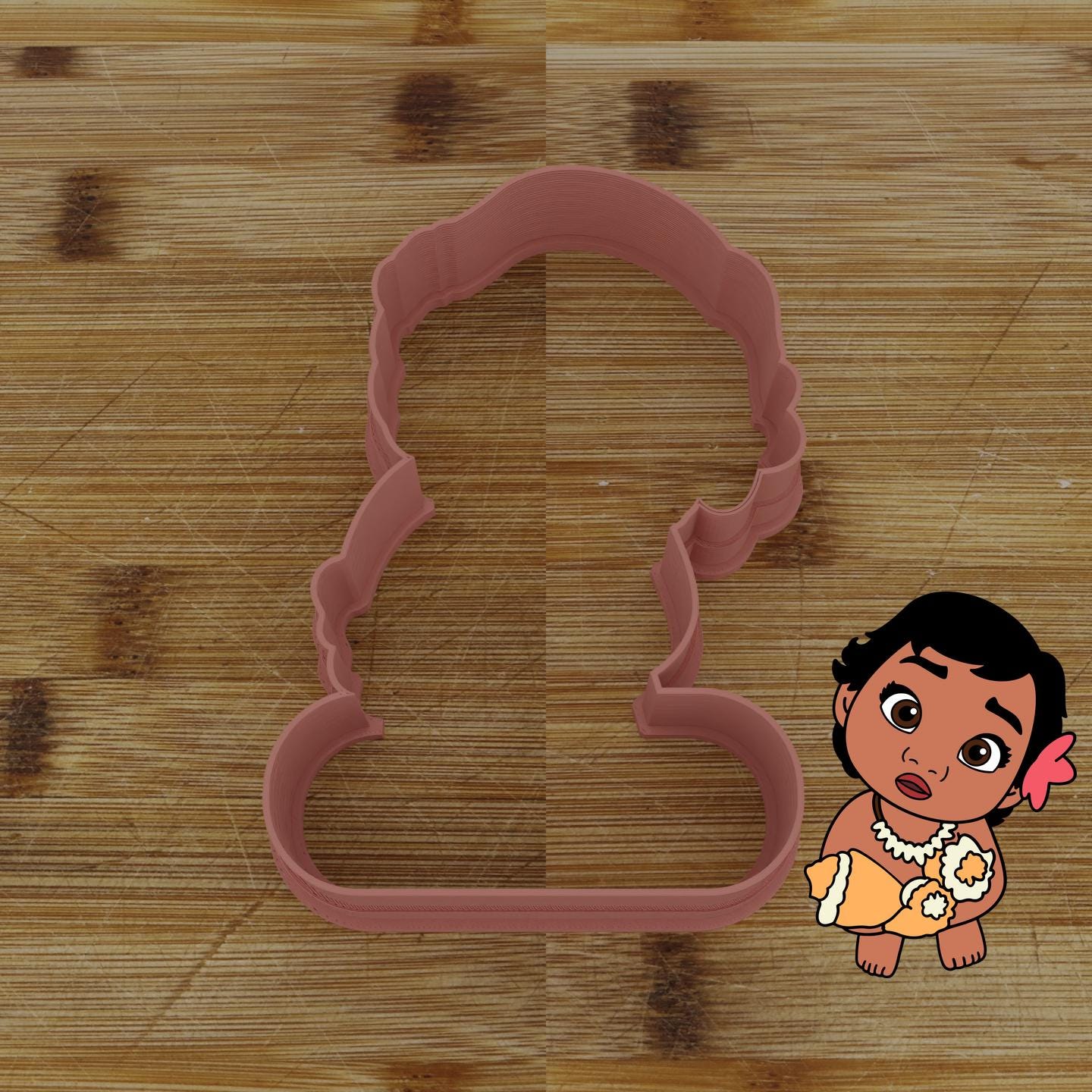 Baby Hawaiian Girl Seashell Cutter & Stamp | 2-piece Custom Cookie Embosser | Personalized Cookie Cutter