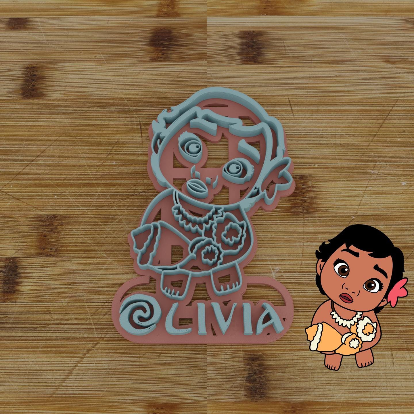 Baby Hawaiian Girl Seashell Cutter & Stamp | 2-piece Custom Cookie Embosser | Personalized Cookie Cutter