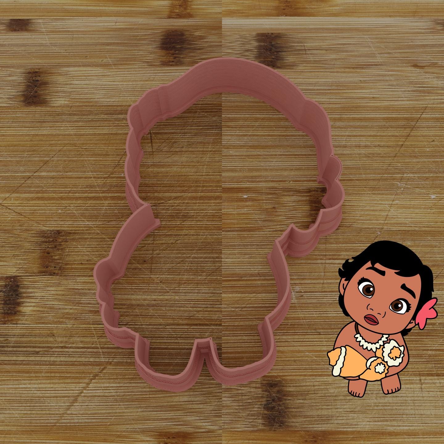 Baby Hawaiian Girl Seashell Cutter & Stamp | 2-piece Custom Cookie Embosser | Personalized Cookie Cutter