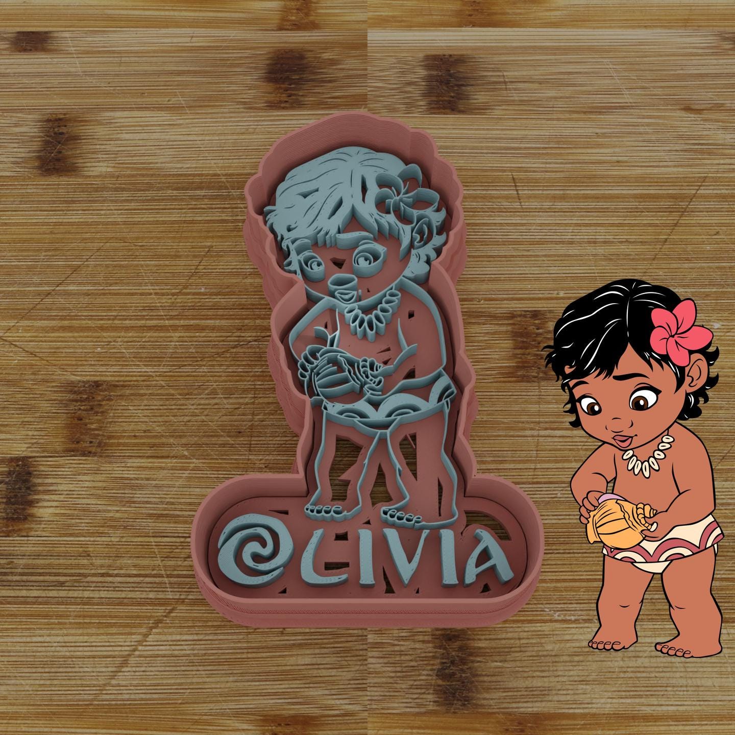 Baby Hawaiian Girl Customizable Cookie Cutter & Stamp | Custom Cookie Embosser | Personalized Cookie Cutter