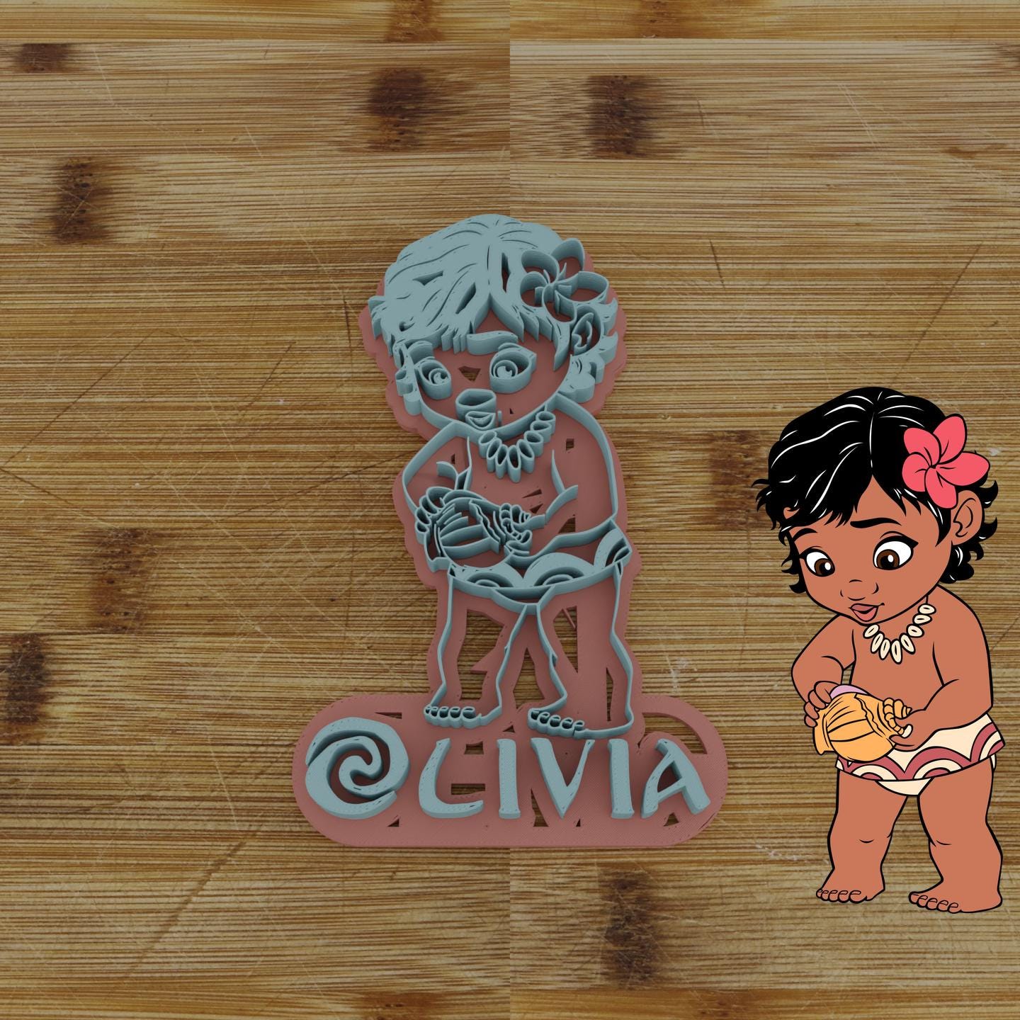 Baby Hawaiian Girl Customizable Cookie Cutter & Stamp | Custom Cookie Embosser | Personalized Cookie Cutter